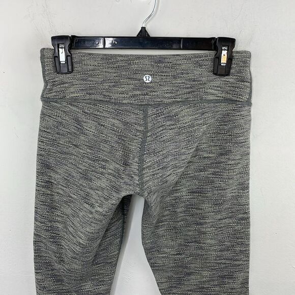 Lululemon Wunder Under Crop 6 Diamond Jacquard Space Dye Slate Clarity Yellow - Picture 5 of 13